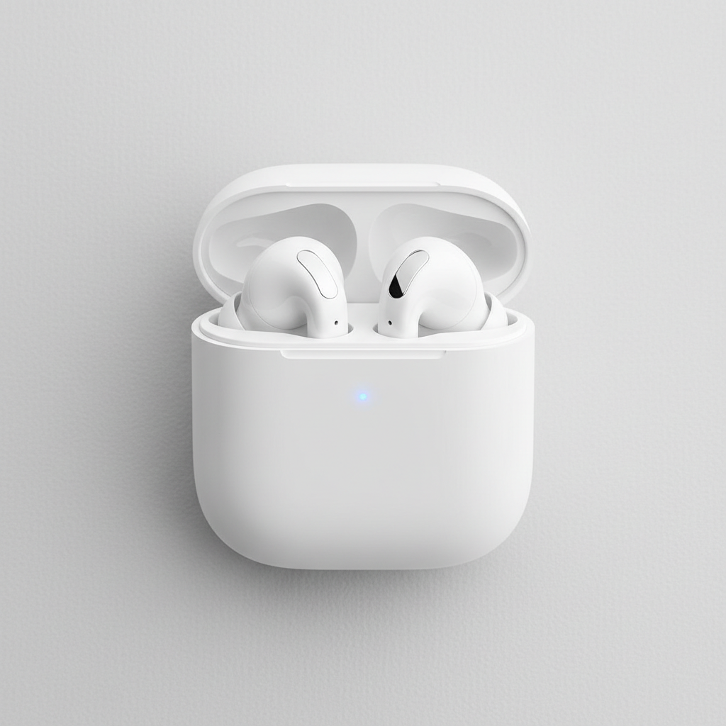 Fones de ouvido bluetooth brancos no estojo de carga